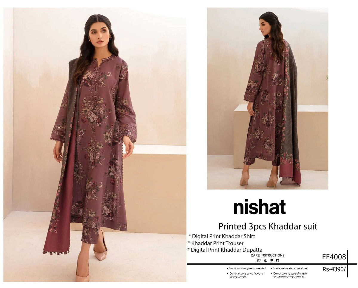Nishat Printed 3pcs Khaddar Suit
